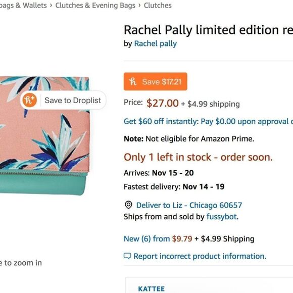 NWOT Rachel Pally Reversible Palm Clutch - Picture 8 of 8